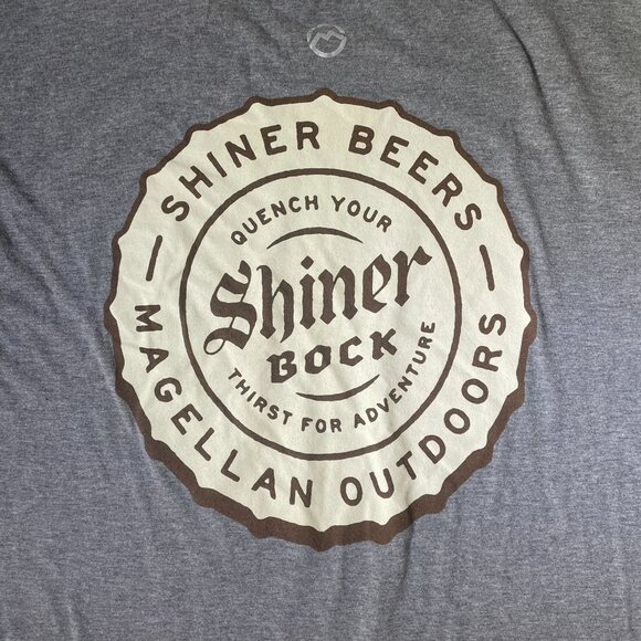 Magellan Outdoors Shiner Bock Beer Collab Gray Graphic T-shirt Frat Texas - Picture 7 of 8